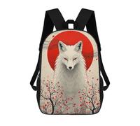 sinyumoney Fox with Red Sun Mochila Escolar Para Niños, Mochila Escolar Impresa En 3D Para Estudiantes De Primaria Y Secundaria 17inch