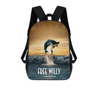 sinyumoney Free Willy Mochila Infantil Con Impresión 3D, Mochila Escolar Para Niños, Mochila Informal Divertida Para Niños Y Adolescentes 17inch