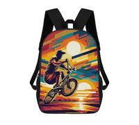 sinyumoney Freestyle BMX Sunset Wpap Mochilas De Moda Impresas En 3D 17inch Mochila Escolar Informal Para Niños De Primaria Y Secundaria