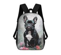 sinyumoney French Bulldog Dog Flowers Mochila Escolar, De Trabajo, Para Portátil, Mochila - Perfecta Para Viajes, Trabajo Y Uso Diario 17inch