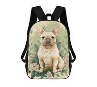 sinyumoney French Bulldog Floral Mochilas Infantiles Impresas En 3D Para Niños, Mochilas Escolares De Moda, Mochilas De Viaje, Mochilas Escolares Para Niños De Primaria 17inch