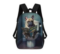 sinyumoney French Bulldog in Bathroom Mochila Escolar Para Niños Mochila Escolar Impresa En 3D Mochila Escolar De Moda Para Niños De Primaria Y Secundaria 17inch