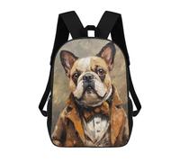 sinyumoney French Bulldog in Formal Attire Mochila Escolar De 17 Pulgadas Para Adolescentes, Con Estampado 3D, Ajustable Y Con Bolsillos, Ideal Para Niños, Niñas Y Estudiantes.