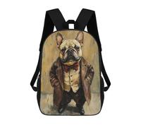 sinyumoney French Bulldog in Suit Painting Mochila Escolar Impresa En 3D 17inch Mochilas De Moda Para Niños, Mochilas Escolares Para Niños De Primaria Y Secundaria