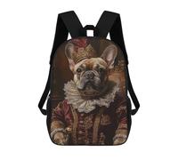 sinyumoney French Bulldog Noble Scholar Renaissance Pet Art Mochila Escolar Infantil De Moda Informal Mochilas Infantiles Impresas En 3D Mochila Grande Para Niño 17inch