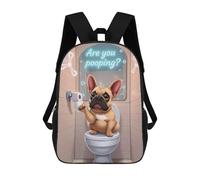 sinyumoney French Bulldog on Toilet Humor Mochila Infantil Para Niñas Y Niños, Mochila De Día, Escuela Primaria, Perfecta Para La Vuelta Al Cole O Educación Física, Regalos Y Viajes 17inch