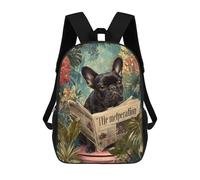 sinyumoney French Bulldog Reading Newspaper -4 Mochila Infantil De 17 Pulgadas, Mochila Escolar Con Estampado 3D De Dibujos Animados Para Niños Y Adolescentes.