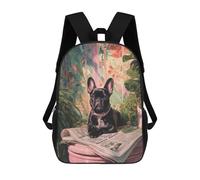 sinyumoney French Bulldog Reading Newspaper Mochila Escolar De 17 Pulgadas Para Adolescentes, Con Estampado 3D, Ajustable Y Con Bolsillos, Ideal Para Niños, Niñas Y Estudiantes.