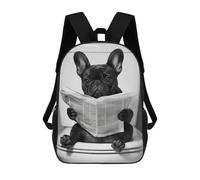 sinyumoney French Bulldog Reading Newspaper Mochilas Para Niños 17inch Mochila Escolar Mochila Escolar Impresa En 3D Para Niños De Primaria Y Secundaria