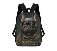 sinyumoney French Bulldog Soldier Mochila De Viaje Para La Universidad, Mochilas Para El Campus, Viajes Al Aire Libre Y Deportes 17inch