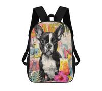 sinyumoney French Bulldog Tropical Cocktail Art Print 17inch Mochilas Escolares Impresas En 3D, Mochilas Escolares De Moda Para Niños De Primaria Y Secundaria