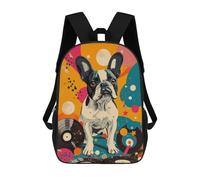 sinyumoney French Bulldog Vinyl Art Vinyl French Bulldog Music-Themed Dog Art Mochila Infantil De Moda Divertida Mochila Escolar Para Niños Y Adolescentes Con Impresión 3D Para Niños 17inch