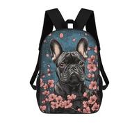 sinyumoney French Bulldog with Cherry Blossoms Art Cute Bulldog Gift Mochila Escolar Para Niñas Y Niños, Mochilas De Gran Capacidad, Mochilas Ligeras Para Niños Y Estudiantes 17inch