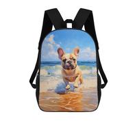 sinyumoney Frenchie on The Beach Mochilas Para Niños 17inch Mochila Escolar Mochila Escolar Impresa En 3D Para Niños De Primaria Y Secundaria