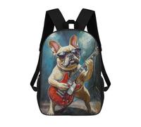 sinyumoney Frenchie Playing Guitar Painting-1 Mochilas Infantiles Mochila Escolar Impresa En 3D Para Niños Mochilas De Viaje Bolsas Para Libros Para Niños 17inch Mochila Escolar