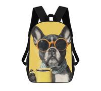 sinyumoney Frenchie with Coffee Mug-3 Mochilas Escolares Para La Escuela Secundaria, Preparatoria, Universidad Y Viajes Para Niños/niñas/adolescentes 17inch
