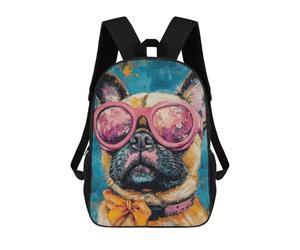 sinyumoney Frenchie with Pink Glasses Mochila Escolar Para Secundaria Y Preparatoria. Mochila Informal Para Adolescentes, Chicas, Chicos, Mujeres Y Hombres. 17inch