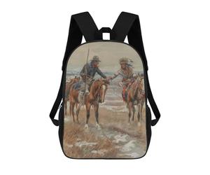 sinyumoney Friendly Indian And Cowboy Mochila Escolar, De Negocios, Resistente, Para Portátil, Para Camping, Aventuras Al Aire Libre Y Viajes Diarios 17inch