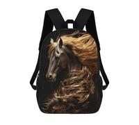 sinyumoney Friesian Golden Horse Mochila Escolar Impresa En 3D Para Niños, Mochila Escolar Informal De Moda Para Viajes Para Niños Y Estudiantes 17inch