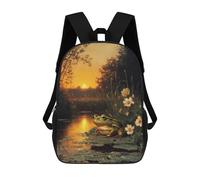 sinyumoney Frog at Sunset Mochila Escolar Impermeable Para Ordenador Portátil Para Adolescentes, Chicas, Chicos, Mujeres Y Hombres 17inch
