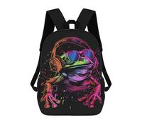 sinyumoney Frog DJ Headphones Sunglasses Art Print Mochila Escolar Grande Resistente Al Agua Para Portátil Para Niñas Y Adolescentes 17inch