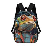 sinyumoney Frog DJ in Colorful Artwork Mochila Escolar Infantil, Mochilas Impresas En 3D, Mochilas Escolares De Moda Para Niños De Primaria Y Secundaria 17inch
