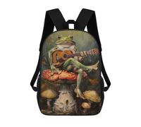 sinyumoney Frog Guitar Music Mushroom Mochila Escolar Resistente Al Agua, Mochila De Negocios Para Hombres, Mujeres Y Adolescentes 17inch