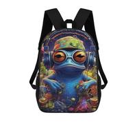 sinyumoney Frog Headphones Artwork Mochila Grande, Ligera E Informal Para El Campus, Actividades Al Aire Libre, Viajes Y Deportes 17inch