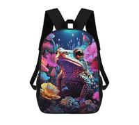 sinyumoney Frog in A Garden Mochila Escolar Para Niños, Mochila Escolar De Gran Capacidad Para Niños, Mochila Escolar 3D, Regalos Para Niños 17inch