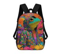 sinyumoney Frog in Floral Hoodie-1 Mochila Infantil De 17 Pulgadas, Mochila Escolar Con Estampado 3D De Dibujos Animados Para Niños Y Adolescentes.