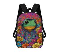 sinyumoney Frog in Floral Hoodie-3 Mochila Escolar De Moda, Mochila Para Material Escolar, Mochila Impermeable Informal Para Hombres/mujeres 17inch
