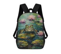 sinyumoney Frog in Lily Pond Mochila Escolar Infantil Impresa En 3D Para Niños, Mochilas De Viaje, Bolsas Para Libros, Mochila Escolar Infantil 17inch