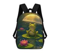 sinyumoney Frog in The Rain Mochilas Impresas En 3D Para Niños 17inch Mochilas De Moda Informales Para El Día A Día, Bolsas De Viaje, Mochilas Informales Para Exteriores Para Niños Y Niñas