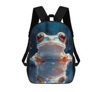 sinyumoney Frog in Water with Rain Effect Mochila Escolar Infantil De 17 Pulgadas, Impresa En 3D, Estilo Casual, Para Niños, Ideal Para Viajes, Como Mochila Escolar O Para Llevar Libros.