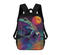 sinyumoney Frog Moon Reflection Art Print Mochila Escolar Ligera Mochila Escolar De Día Mochila Para Libros Para La Universidad Para Acampar Aventuras Al Aire Libre Y Viajes Diarios 17inch