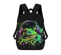 sinyumoney Frog Music Headphones Art Print Mochila Escolar Grande Resistente Al Agua Para Portátil Para La Escuela/trabajo/viajes 17inch