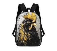 Sinyumoney Frog Musician Mochila Escolar Para Niños Impreso En 3D, Ideal Para Viajes Y Lecturas, Para Niños Y Estudiantes De Primaria, Negro y oro Rooster, 17"