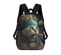Sinyumoney Frog Musician Mochila Escolar Para Niños Impreso En 3D, Ideal Para Viajes Y Lecturas, Para Niños Y Estudiantes De Primaria, Pirata Cat, 17"
