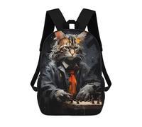 Sinyumoney Frog Musician Mochila Escolar Para Niños Impreso En 3D, Ideal Para Viajes Y Lecturas, Para Niños Y Estudiantes De Primaria, Cat Playing Chess Painting, 17"