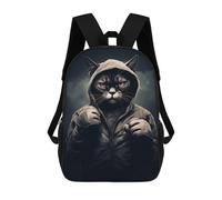 Sinyumoney Frog Musician Mochila Escolar Para Niños Impreso En 3D, Ideal Para Viajes Y Lecturas, Para Niños Y Estudiantes De Primaria, Cat Boxer Retrato, 17"