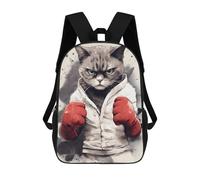 Sinyumoney Frog Musician Mochila Escolar Para Niños Impreso En 3D, Ideal Para Viajes Y Lecturas, Para Niños Y Estudiantes De Primaria, Guantes de trabajo de gato Boxer, 17"
