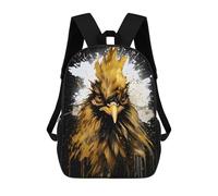 Sinyumoney Frog Musician Mochila Escolar Para Niños Impreso En 3D, Ideal Para Viajes Y Lecturas, Para Niños Y Estudiantes De Primaria, Gold Rooster Painting, 17"