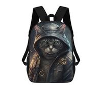 Sinyumoney Frog Musician Mochila Escolar Para Niños Impreso En 3D, Ideal Para Viajes Y Lecturas, Para Niños Y Estudiantes De Primaria, Chaqueta de piel de gato, 17"