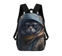 Sinyumoney Frog Musician Mochila Escolar Para Niños Impreso En 3D, Ideal Para Viajes Y Lecturas, Para Niños Y Estudiantes De Primaria, Rapper Cat With Glasses, 17"
