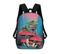 sinyumoney Frog on Mushrooms in Forest Illustration Mochila Escolar Mochila Para Niños Impresa En 3D Mochilas Infantiles Para Niños Y Niñas Mochilas Escolares Mochilas De Viaje Para Niños 17inch