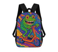 sinyumoney Frog on ScooterArt Mochila Escolar Para Niñas Y Niños, Mochilas De Gran Capacidad, Mochilas Ligeras Para Niños Y Estudiantes 17inch