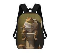 sinyumoney Frog on Toilet Newspaper Mochila Escolar Mochilas Escolares Para Niñas Y Niños Mochila Con Bolsillo Mochila Escolar De Moda Mochila Infantil 17inch