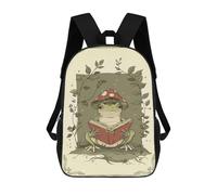 sinyumoney Frog Reading Book Mochila Escolar Secundaria Informal Para Viajes Para Niños/niñas/adolescentes 17inch