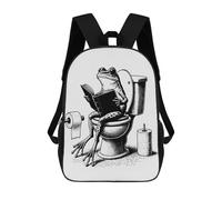 sinyumoney Frog Reading Book on Toilet Funny Bathroom Art Mochila Escolar Para Niñas Mochila Impermeable Mochila Informal De Día Mochila Ligera Para Niño Y Niña Mochila Escolar 17inch