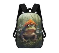 sinyumoney Frog with Flower Crown in Garden Mochila Escolar Infantil Impresa En 3D 17inch Mochilas De Moda Para Niños De Primaria Y Secundaria
